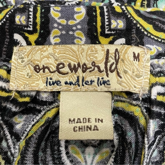 One World psychedelic abstract green and blue top / M / Excellent condit… - Picture 13 of 15